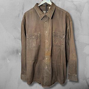 St. Johns Bay Long Sleeve Button Down Men's Dark Brown XXL